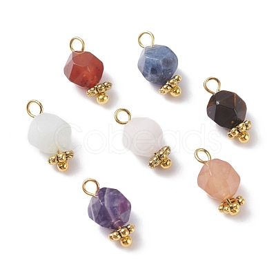 Chakra Theme Natural Tiger Eye & Rose Quartz & Amethyst & Topaz Jade & Red Agate & Amazonite & Sodalite Charms PALLOY-JF01187-1