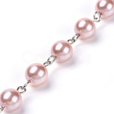 Handmade Dyed Glass Pearl Beaded Chains AJEW-JB00487-04-1