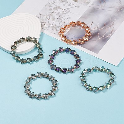 Glass Star Beaded Stretch Bracelet for Women BJEW-JB08273-1