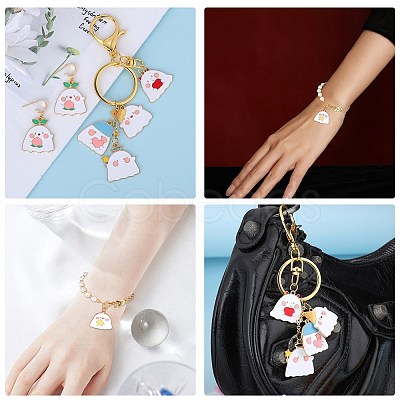 24Pcs 8 Style Halloween Theme Alloy Enamel Pendants ENAM-SZ0004-24-1