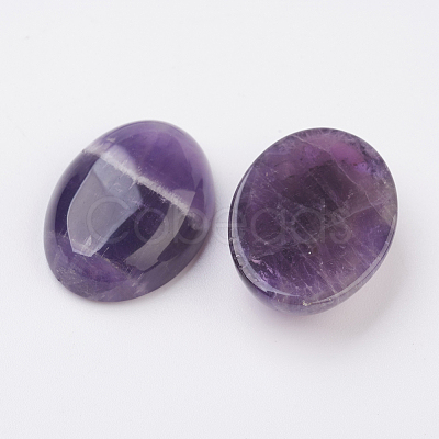 Natural Amethyst Flat Back Cabochons X-G-G741-22x30mm-17-1