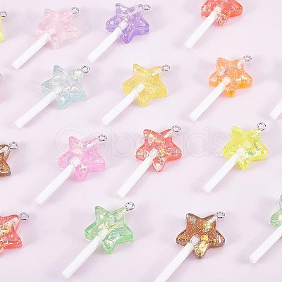 Nbeads 40Pcs 10 Colors Resin Pendants RESI-NB0001-73-1