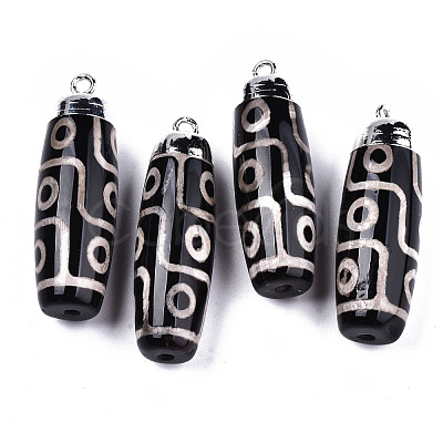 Tibetan Style 9-EyedZi Pendants G-T131-92A-1