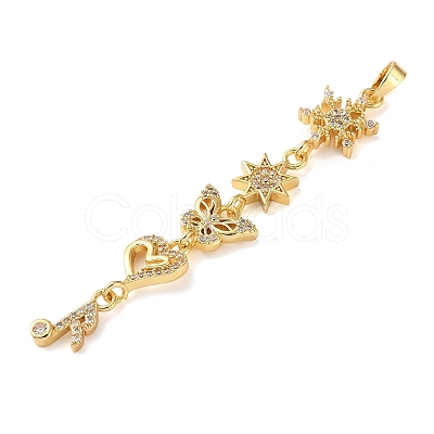Brass Micro Pave Clear Cubic Zirconia Pendants LS-KK-D101-01C-G-1