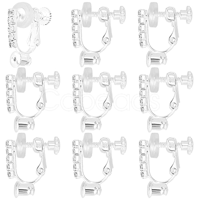 12Pcs Brass & Crystal Rhinestone Clip-on Earring Findings KK-BBC0028-19-1