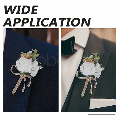 12Pcs Silk Cloth Rose Flower Boutonniere Brooch AJEW-GO0004-28-1