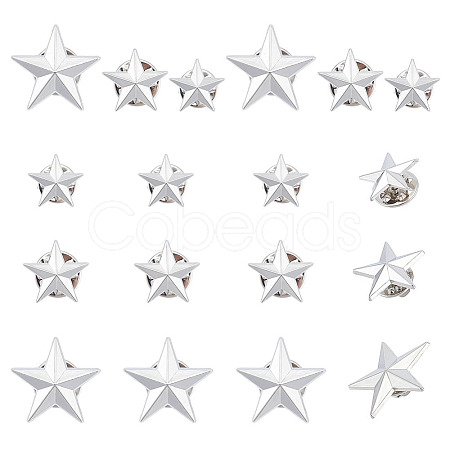 18Pcs 3 Styles Pentagram Alloy Brooches JEWB-GA0001-35P-1
