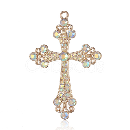 Alloy Rhinestone Big Pendants RB-J112-28KCG-1
