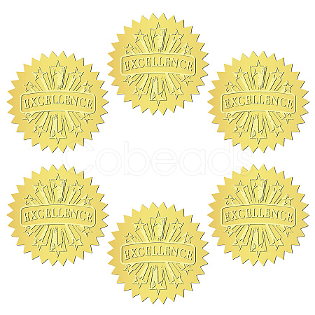 12 Sheets Self Adhesive Gold Foil Embossed Stickers DIY-WH0451-014-1