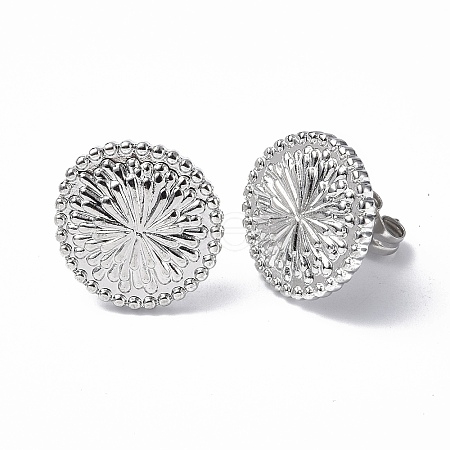 Non-Tarnish 304 Stainless Steel Flower Stud Earrings for Women EJEW-F300-15P-1