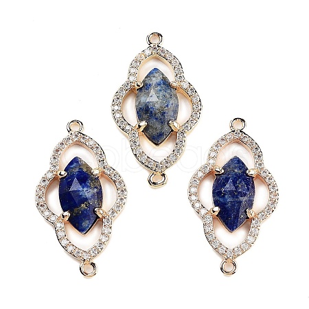 Natural Lapis Lazuli Faceted Connector Charms G-B081-01G-03-1