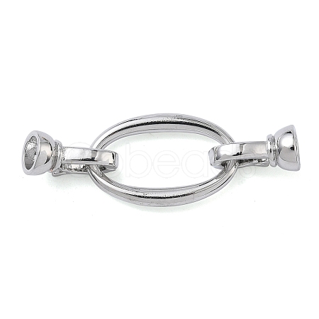 Oval Brass Fold Over Clasps KK-Z143-13P-1