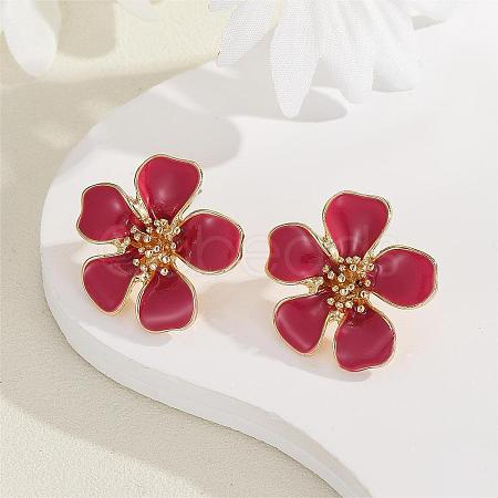 Flower Alloy Enamel Stud Earrings LS-EJEW-P310-01G-02-1