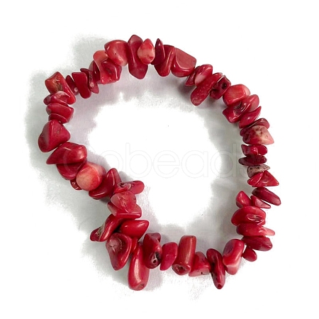 Synthetic Coral Stretch Bracelets PW-WG56138-23-1