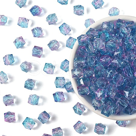 300Pcs Two Tone Transparent Spray Painted Acrylic Beads ACRP-YW0001-16H-1