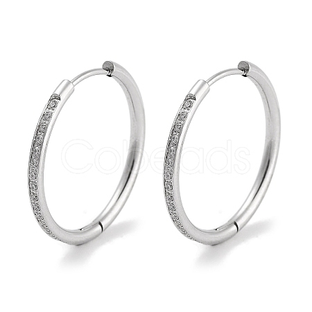 304 Stainless Steel Micro Pave Clear Cubic Zirconia Huggie Hoop Earrings EJEW-C096-01H-P-1