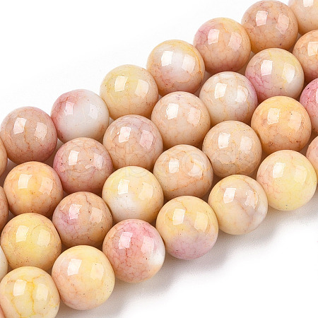 Ombre Effect Dyed Crackle Glass Round Beads Strands GLAA-T031-10mm-01P-1