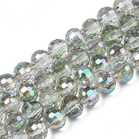 Electroplate Transparent Glass Beads Strands EGLA-N002-15-B01-1