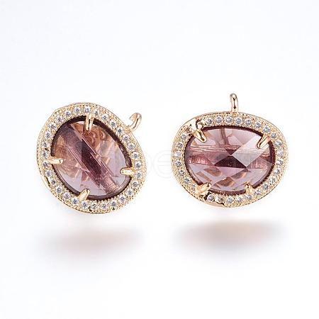 Brass Micro Pave Cubic Zirconia Stud Earring Findings ZIRC-G116-27-B04-1