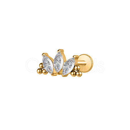 F136 Titanium Clear Cubic Zirconia Labrets AJEW-D302-01G-1