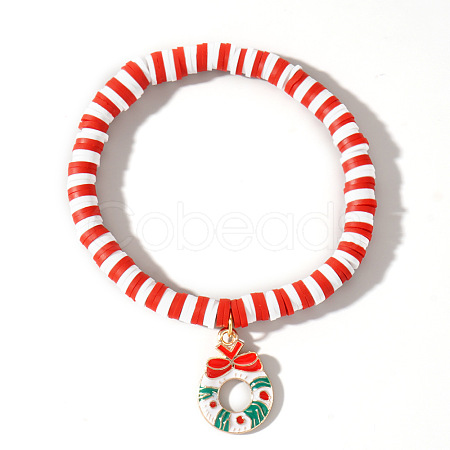 Elegant Christmas Handmade Polymer Clay Heishi Beaded Stretch Bracelets MV9996-17-1