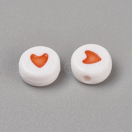 Acrylic Enamel Beads OACR-WH0003-04C-1