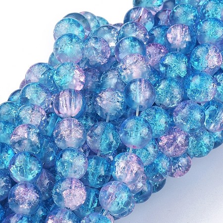 1Strand Two Tone Transparent Crackle Glass Round Beads Strands X-CCG-Q001-8mm-19-1