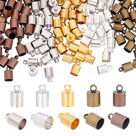150Pcs 5 Colors Brass Cord Ends FIND-SC0002-83-1
