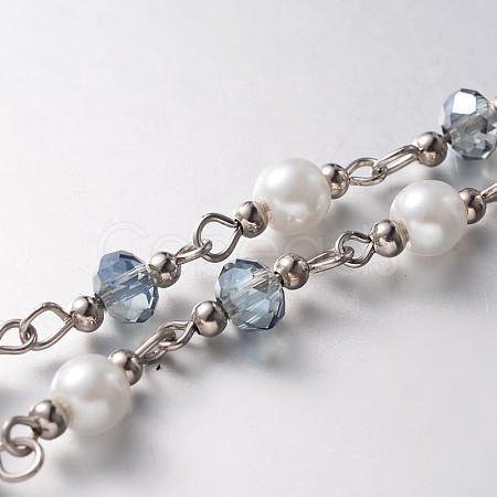 Handmade Faceted Rondelle Glass Beads Chains for Necklaces Bracelets Making AJEW-JB00122-03-1