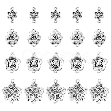 20Pcs 4 Styles Tibetan Style Zinc Alloy Connector Charms FIND-YW0003-08-1