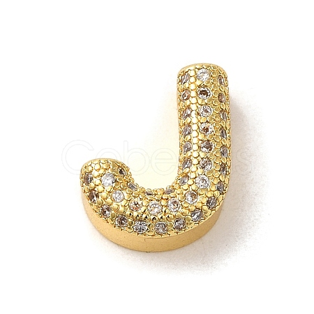 Brass Micro Pave Clear Cubic Zirconia Charms ZIRC-C009-01G-J-1