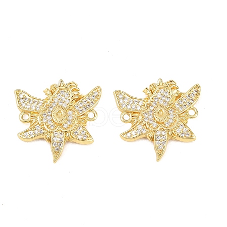 Brass Micro Pave Cubic Zirconia Flower Connector Charm KK-F931-09G-1
