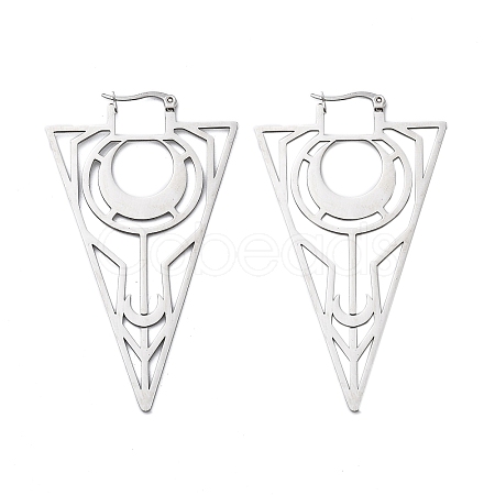 304 Stainless Steel Triangle Hoop Earrings EJEW-M031-01P-1
