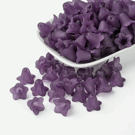 Indigo Frosted Transparent Acrylic Flower Beads X-PLF018-16-1