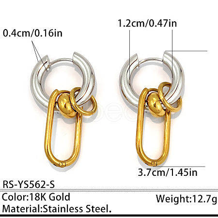 Two Tone 304 Stainless Steel Hoop Earrings WG32BA0-01-1