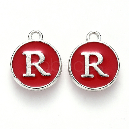 Platinum Plated Alloy Enamel Charms ENAM-S118-03R-P-1