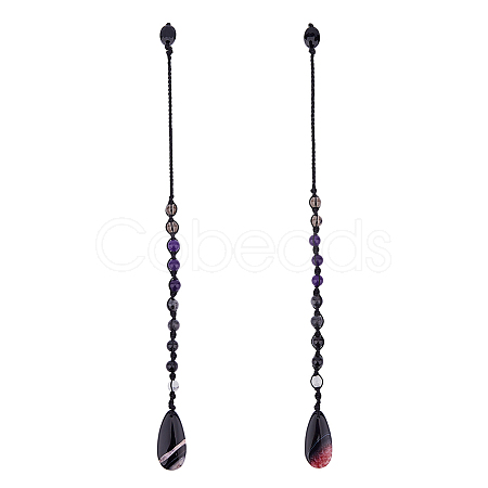 2Pcs Gemstone & Glass Dowsing Pendulums PALLOY-FI00004-1