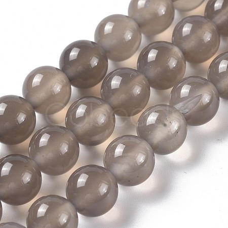 Natural Grey Agate Bead Strands X-G-R193-12-8mm-1