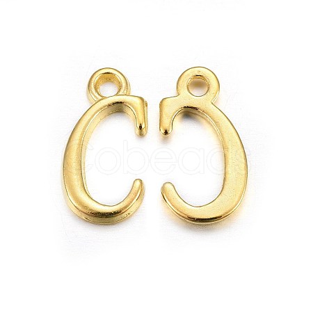 Golden Plated Alloy Letter Pendants X-PALLOY-J718-01G-C-1