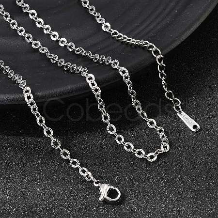 12Pcs 2.8MM 304 Stainless Steel Textured Cable Chain Necklaces for Men Women NJEW-H093-18P-03-1