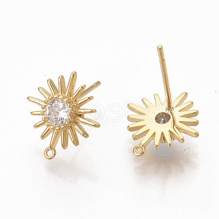 Brass Clear Cubic Zirconia Stud Earring Findings ZIRC-Q021-073G-NF-1