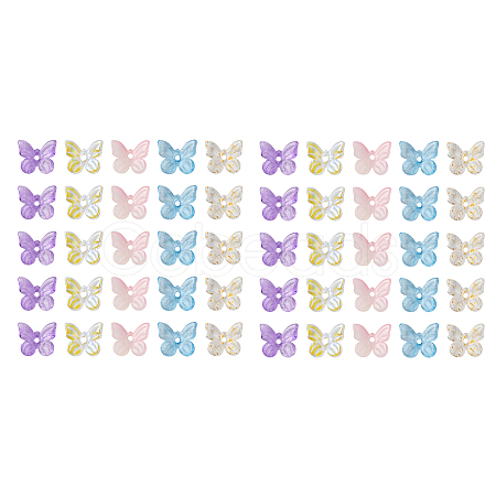 50Pcs 5 Colors Transparent Spray Painted Glass Charms GLAA-FP0001-12-1