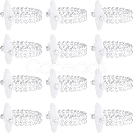 Plastic Imitation Pearl Stretch Bracelets FIND-NB0001-22-1