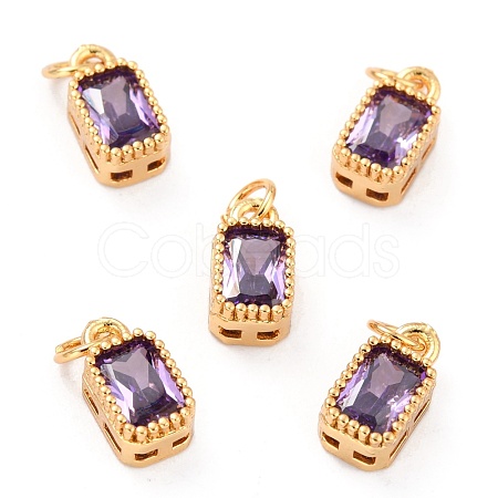 Real 18K Gold Plated Brass Inlaid Cubic Zirconia Charms ZIRC-L100-075G-01-1
