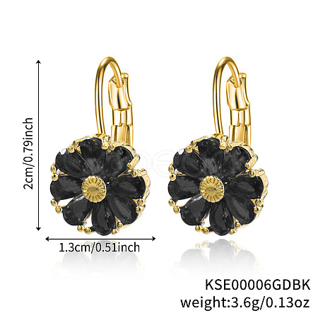 Brass Flower Hoop Earrings JJ3056-6-1