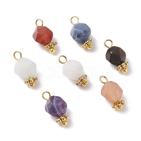 Chakra Theme Natural Tiger Eye & Rose Quartz & Amethyst & Topaz Jade & Red Agate & Amazonite & Sodalite Charms PALLOY-JF01187-1