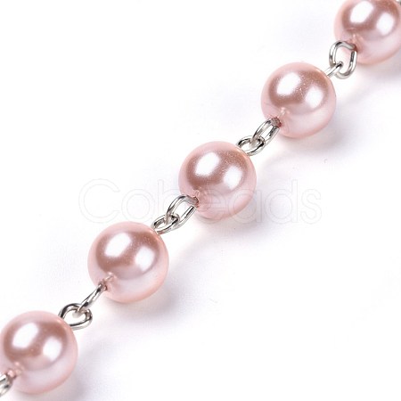 Handmade Dyed Glass Pearl Beaded Chains AJEW-JB00487-04-1