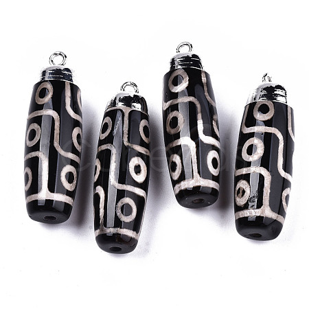 Tibetan Style 9-EyedZi Pendants G-T131-92A-1