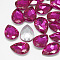 Pointed Back Glass Rhinestone Cabochons, Back Plated, Faceted, teardrop, Rose, 14x10x4.5mm