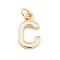 Rack Plating Brass Pendants, with Enamel and Jump Ring, Cadmium Free & Lead Free, Long-Lasting Plated, Real 18K Gold Plated, Letter, Letter C, 12x7x1mm, Hole: 2.5mm